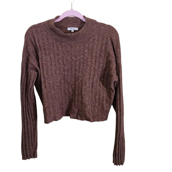 Madewell Mockneck Cropped Sweater Rosehip 2023 Wool Blend Size M - Picture 2 of 11